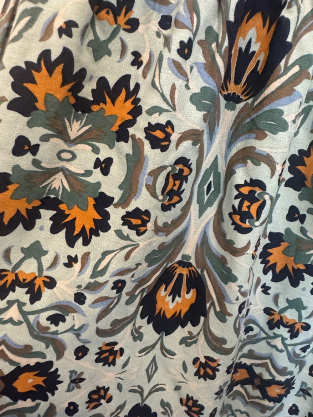 Sage Green Floral Paisley Pants with Smocked Waistband - Picture 8 of 9